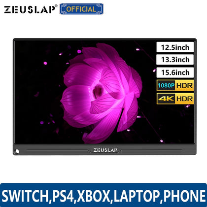 12.5" 13.3" 15.6" TYPE C USB C HDMI DP 1080P 4K Ultrathin Portable Monitor Screen for Switch,PS4,XBOX,Laptop, Mobile Phone