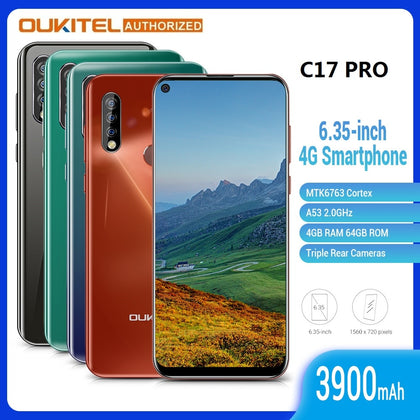 OUKITEL C17 Pro 6.35 inch 4G Smartphone 4GB + 64GB MT6763 13MP Fingerprint Octa Core Android 9.0 Cellphone Mobile Phone 3900mAh