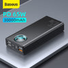 Baseus 65W Power Bank 30000mAh PD 3.0 Quick Charge 3.0 FCP SCP Powerbank Portable External Charger For Smartphone Laptop Tablet