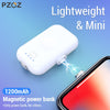 Banco de energía magnético PZOZ para iPhone Micro USB tipo C 1200mAh Mini cargador magnético banco de energía para iPhone iPad Xiaomi Huawei Phone